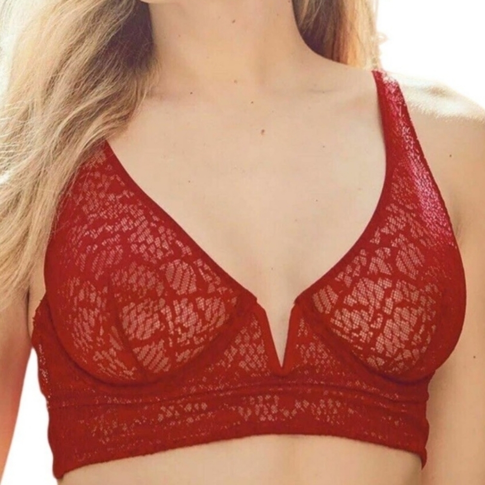 Free People Tameeka Lace Underwire Bra Berry Electric S